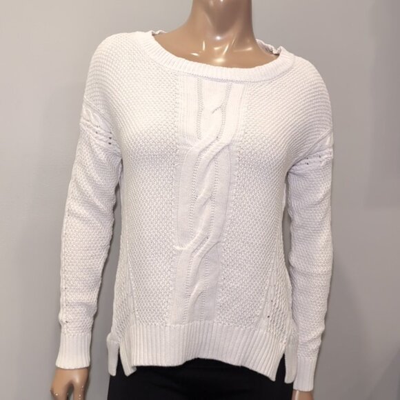 Tommy Hilfiger Cable Knit Sweater Cotton Slouchy Relaxed Fit Open Knit - Picture 2 of 11